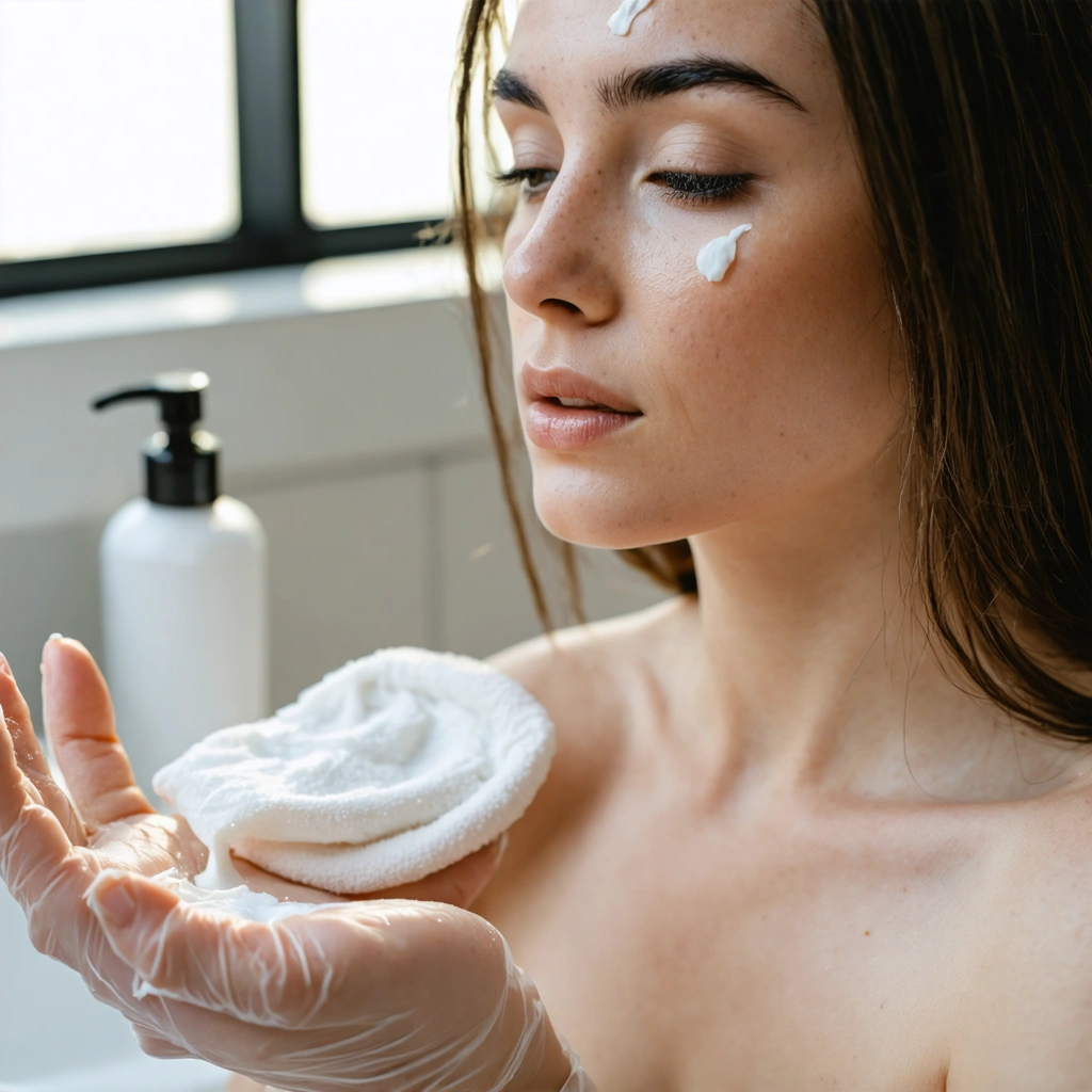 Gros plan sur des mains tres seches et abimees recevant une creme reparatrice dans un interieur lumineux